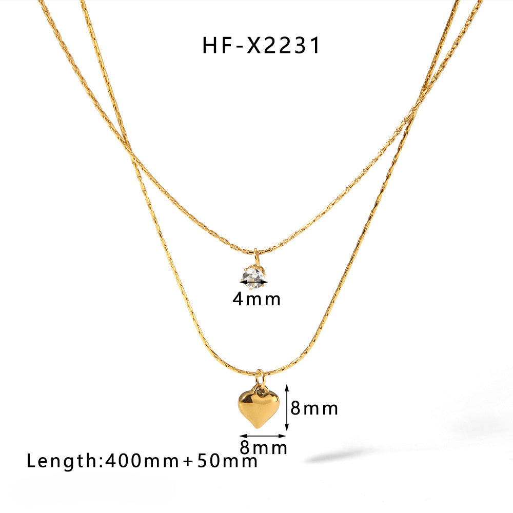 Wholesale Titanium Steel Plated 18K Gold Heart Shaped Pearl Shell Necklace